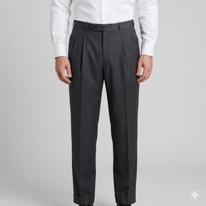 Raymond Retail Shop Extrafine Wool Pleated Dress Pants 34x27 Charcoal Gray